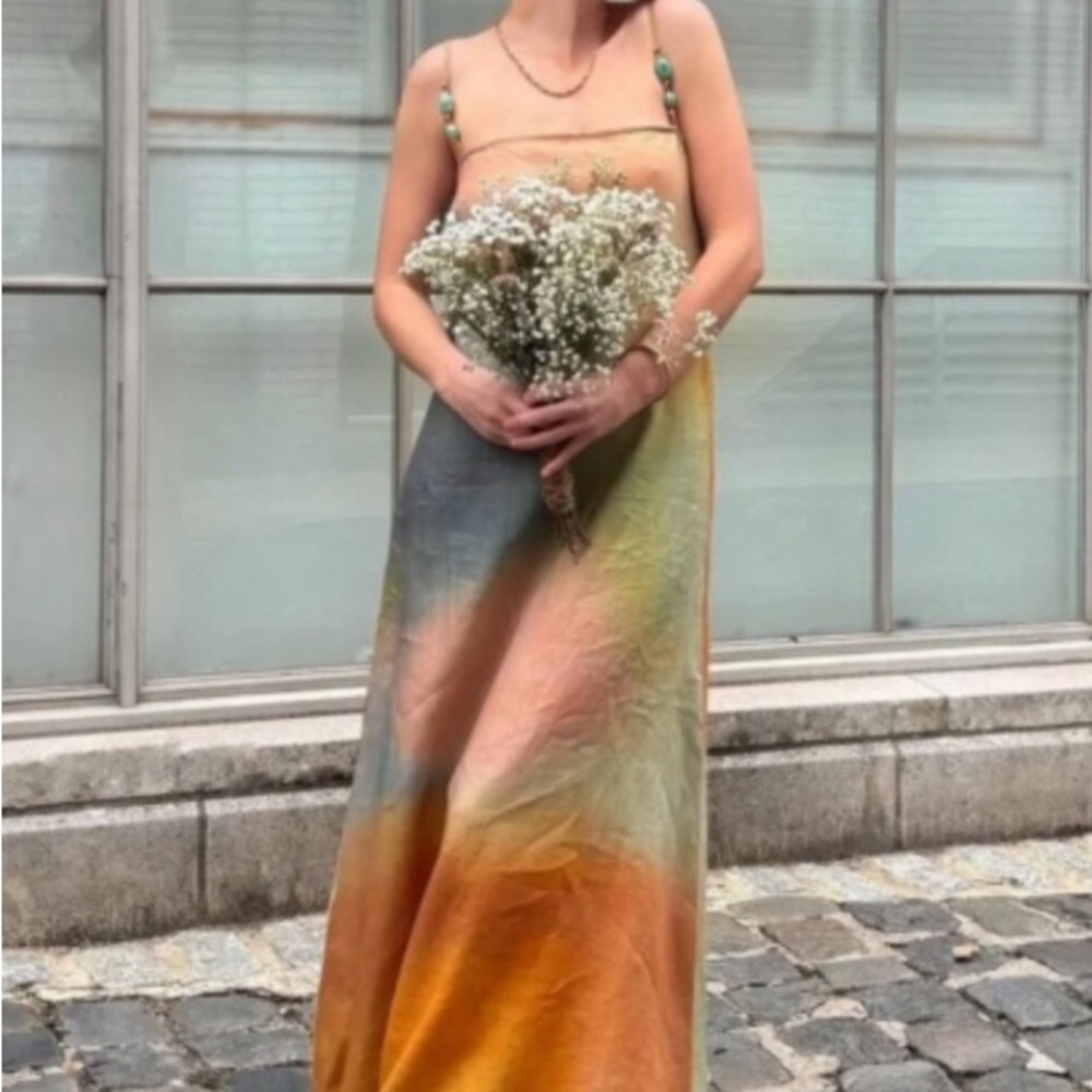 Staud Laura Linen Dress Pastel Clouds - Picture 6 of 8